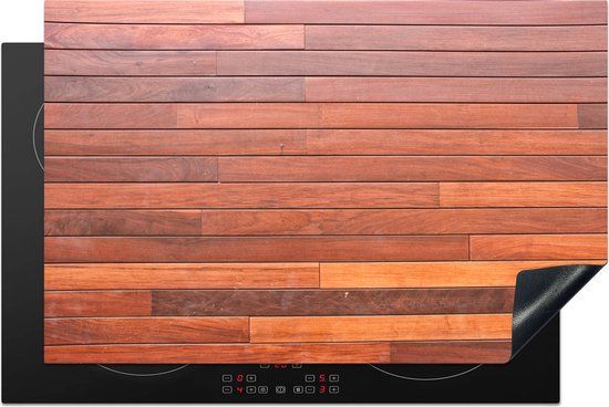 KitchenYeah® Inductie beschermer 81.2x52 cm - Achtergrond van horizontale planken - Inductie kookplaat accessoire