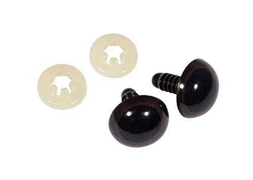 Rayher 8911305 kunststof veiligheidsogen, om in te steken, 18 mm ø, Btl. 10 stuks, met sluitringen, donkerbruin, dierenogen, teddyogen, poppenogen
