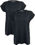 Urban Classics Extended Shoulder Tee 2 Pack Femme T-shirt - Noir