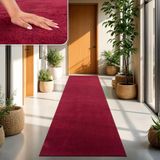 TT Home Vloerkleed Woonkamer Kortpolig Effen Modern Design Wasbaar Rood 80x300 cm