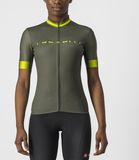Castelli Fietsshirt Korte Mouwen Dames Groen Fluo - GRADIENT JERSEY MILITARY GREEN-M