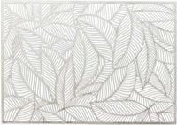 Unique Living Placemat Nissa - 1x - zilver bladmotief - 30 x 45 cm - tafeldecoratie