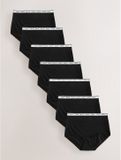 Next - Dames - Set van 7 katoenen slips met logo - Zwart