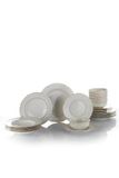Elegante 24-delige dinerset, 100% porselein, inclusief 6 serviesborden (27 cm), diepe borden (21 cm), dessertborden (21 cm) en kommen (15 cm), perfect voor stijlvolle dingen