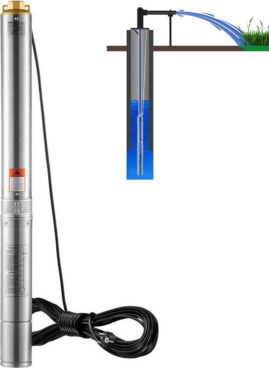 VEVOR Dieptebronpomp RVS Waterpomp 2200W 9,8 m³/h 144m