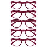 Opulize Pop 5 Stuks Retro Ronde Glad Mat Fusia Roze Mannen Vrouwen Leesbril Scharnieren Met Veer RRRRR2-4 +1,00