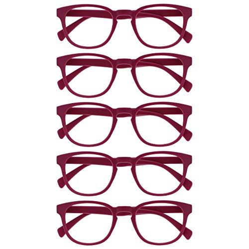 Opulize Pop 5 Stuks Retro Ronde Glad Mat Fusia Roze Leesbril +2.50