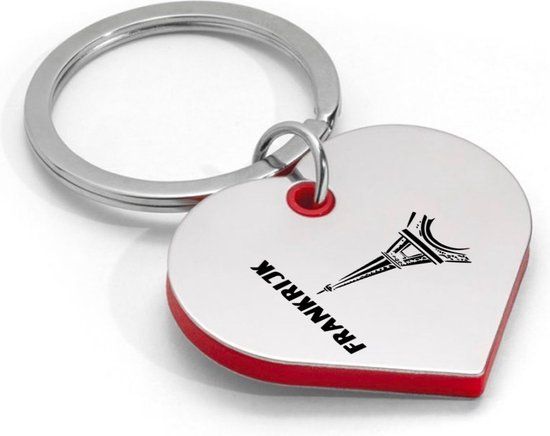 Akyol - Frankrijk Sleutelhanger Hartvorm - Zilver - Unisex