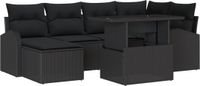 vidaXL Tuinbank Set 7-delig Zwart Polyrattan