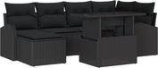 vidaXL Salon de jardin 7 pièces noir polyrattan