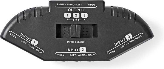 Nedis Composiet Video Switch - 3 poorten - Zwart