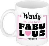 Bellatio Decorations Naam mok Wendy - wit - Fabulous - keramiek - 300 ml