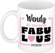 Bellatio Decorations Naam mok Wendy - wit - Fabulous - keramiek - 300 ml