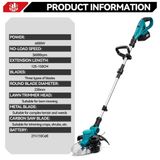 Tondeuse à gazon - Tondeuse électrique sans fil - Moteur sans balai - 4000 W - 36000 tr/min - Lame de 23 cm - Poignée pliable - 2 batteries et chargeur UE