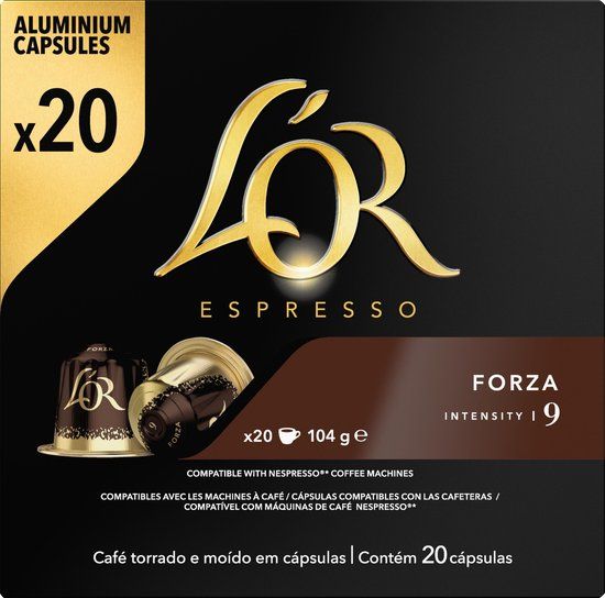 L'OR Espresso Forza Koffiecups - 200 capsules - Intensiteit 9/12 - Nespresso & L'OR Barista Compatibel