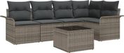vidaXL Tuinbank - Set - 6 - st - Grijs - poly - rattan