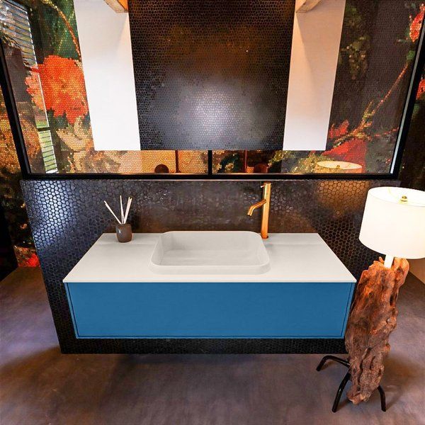Mondiaz ERIN 120cm badmeubelset Jeans met 1 lade + RIDGE wastafel Linen