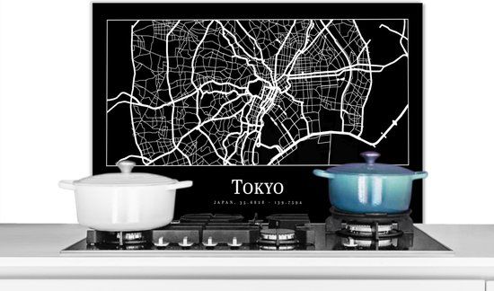 KitchenYeah Spatscherm keuken 80x55 cm - Tokio - Stadskaart - Aluminium
