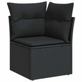 vidaXL 7-delige loungeset met kussens, polyrattan, zwart