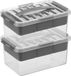 Sunware Q-Line opberg boxen - 2x - met vakverdeling / vakken tray - 6 liter - 30 x 20 x 14 cm - kunststof