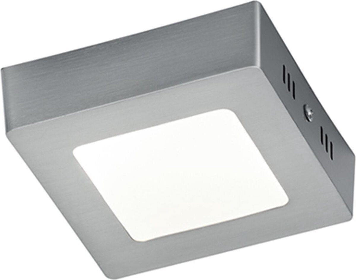 Qualu LED Plafondlamp - Plafondverlichting - Torna Zonin - 5W - Warm Wit 3000K - Vierkant - Mat Nikkel - Aluminium