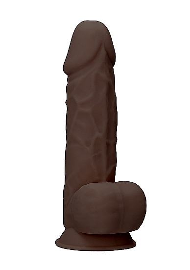 RealRock - Ultra Silicone Dildo With Balls - 21,6 cm - Brown