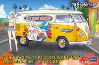 Hasegawa Modelbouwpakket Auto - 52458 Volkswagen Type 2 Delivery Van - Lucy McDonnell met Figuur - Duitse Auto Plastic - 1:24 - Modelbouw