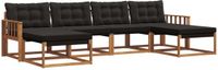 vidaXL - Bank loungeset - 6 zitplaatsen - Acacia hout - Naturel en zwart