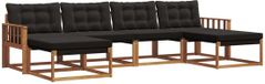 vidaXL - Salon d'angle - 6 places assises - Acacia bois - Naturel et noir