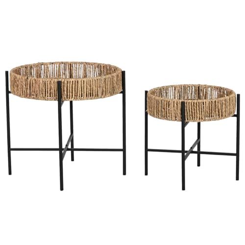 ESPRIT Set of 2 Tables - Black/Natural - Metal - 49 x 49 x 44 cm