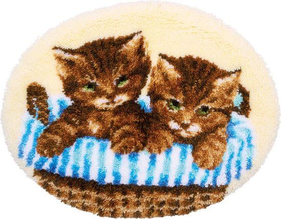 Vervaco Knoopvormtapijt kit - Kittens in mand - PN-0180277