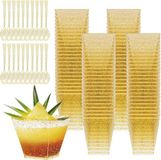 KOOSREEL Dessertkopjes, 50 stuks, 60 ml, goudkleurig, bekers met 50 lepels