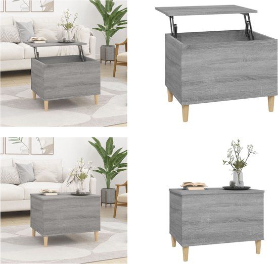 vidaXL Salontafel 60x44,5x45 cm bewerkt hout grijs sonoma eikenkleurig