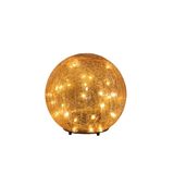 Anna's Collection Bal crackle glas amber oplaadbaar 30 LED 15 cm