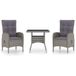 VidaXL Ensemble de jardin 3 pièces poly rotin et verre gris