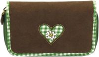 Friedrich23 Dames 13005-7 Portemonnee Suède Ritssluiting Bruin/Groen