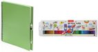 Merkloos Groen schetsboek/tekenboek met 50 viltstiften - Tekenen/kleuren