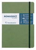 Clairefontaine 793423C Nomaddict (ex Age Bag) Genaaid Notitieboek Elastiek My.Essential Groen - A5 14,8x21 cm - 192 Pagina's Genummerd Kleine Ruitjes - Ivoorkleurig Papier 90 g - Omslag Karton