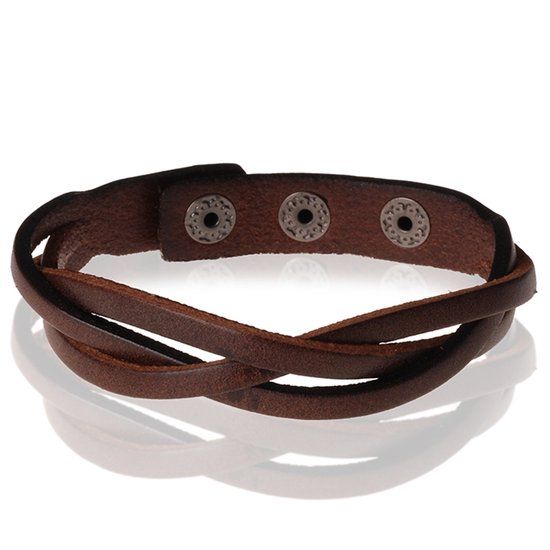 Stone Valley Gevlochten leren armband Heren Donkerbruin