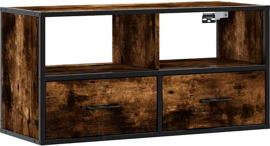vidaXL Tv-meubel 80x31x39,5cm bewerkt hout metaal gerookt eikenkleurig
