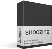Snoozing percale katoen hoeslaken extra hoog 140x220 cm - grijs