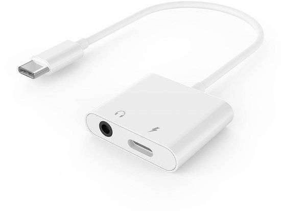 Gembird USB-C naar 3,5 mm Audio Adapter - Met Extra Voedingsaansluiting - Wit