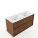 Saniclass Holz Frame Badkamermeubelset - 120x45x77.5cm - Torino solid surface wastafel wit - zonder kraangat - 2 lades - mat walnut pure (hout) SW1578610/SW1471858