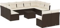 vidaXL 12-delige loungeset met kussens, polyrotan, bruin