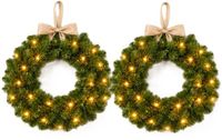 Black Box Couronne de Noël - 2x - D45 cm - avec éclairage LED - piles - couronne de porte