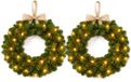Black Box Couronne de Noël - 2x - D45 cm - avec éclairage LED - piles - couronne de porte