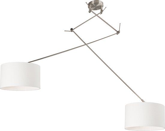 QAZQA Blitz II Hanglamp Staal - Offwhite - 35cm