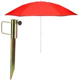 Merkloos Parasol met metalen grondharing van 45 cm - rood - polyester - Dia 160 cm