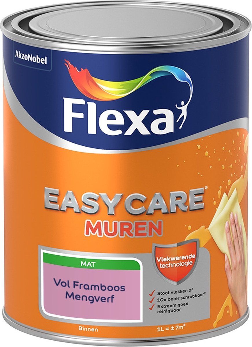 FLEXA Easycare Muurverf - Mat - Mengkleur - Vol Framboos - 1 liter