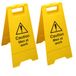 V Safety Caution Men At Work - Geel vloerbord Pack van 2